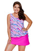 Sexy Multicolor Illusion Tie Side Tankini Skirtini Swimsuit